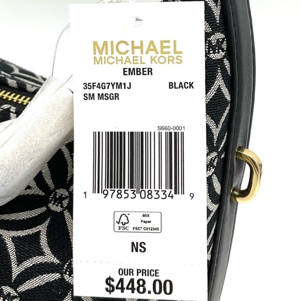 Michael Kors Ember Small Logo Jacquard Messenger Bag Black - Picture 11 of 11